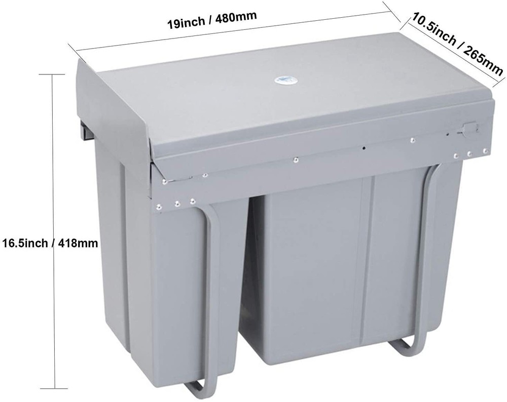 Pull Out Trash Can Under Cabinet Sink Double Sliding Grey
