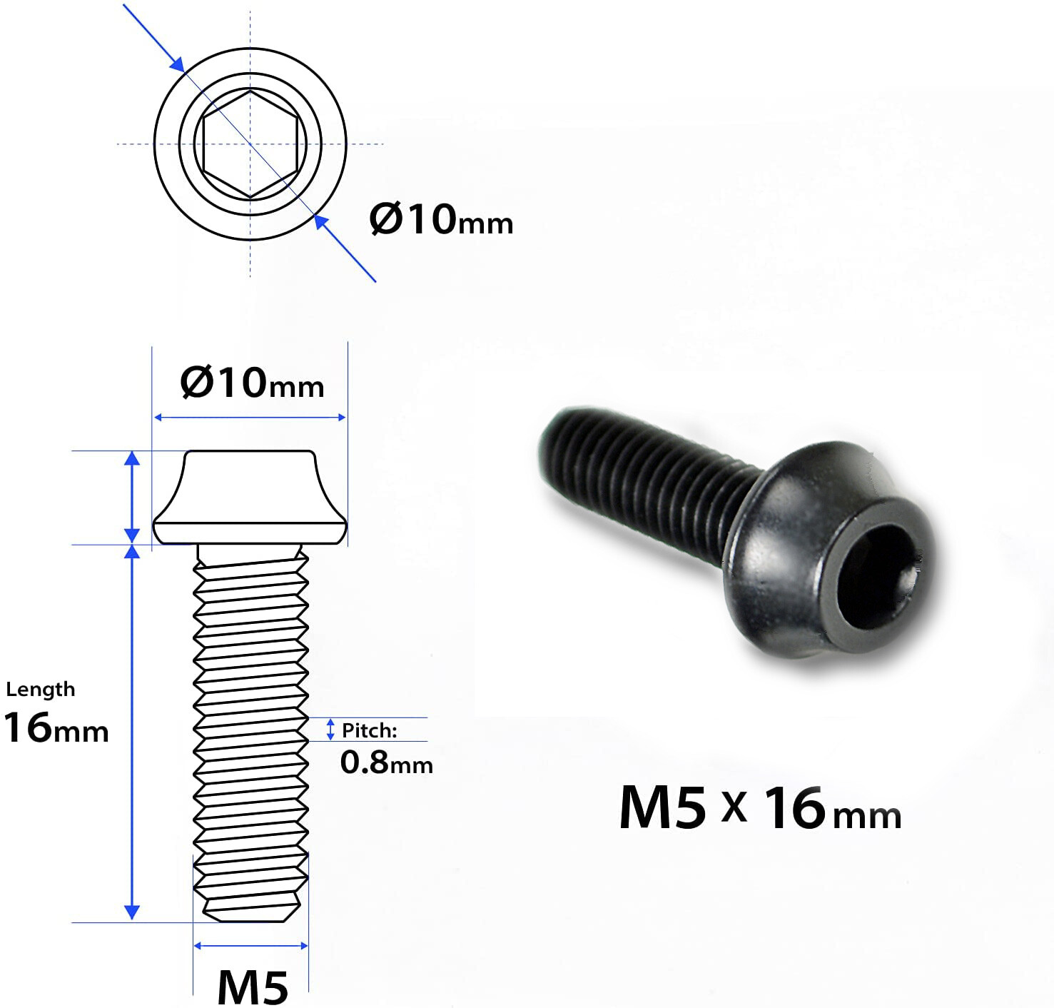 OMNI Racer WORLDS LIGHTEST Alloy Bottle Cage Bolts Set: 4-M5x15mm, 1.2g each!!