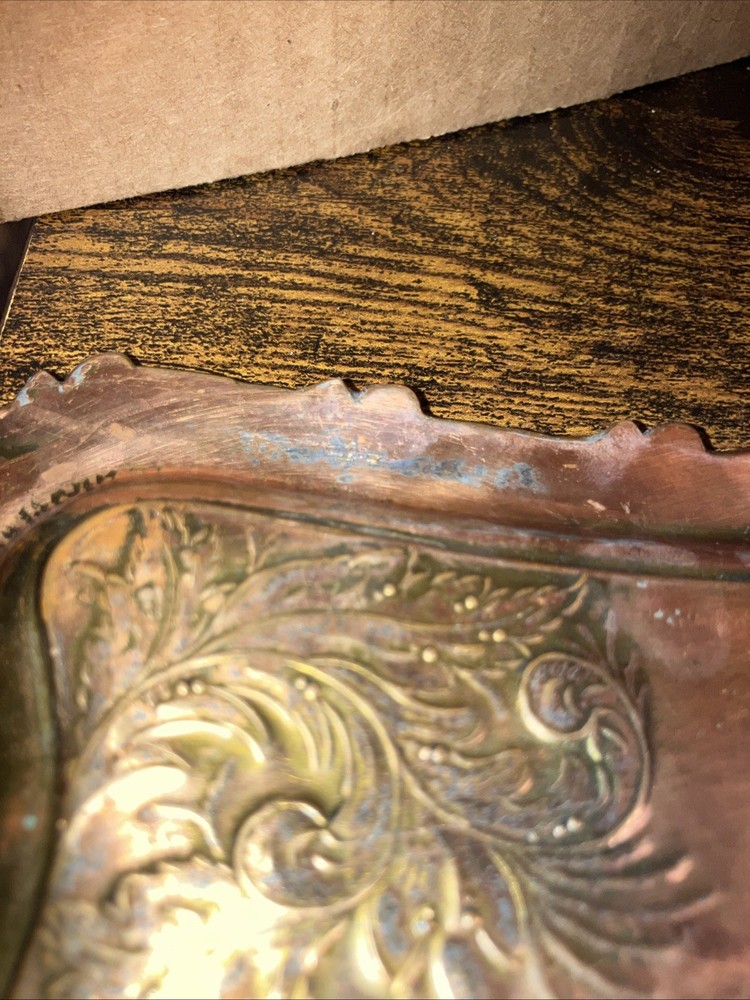 SNUFFER TRAY COPPER PLATE ON SILVER? 9”x4”