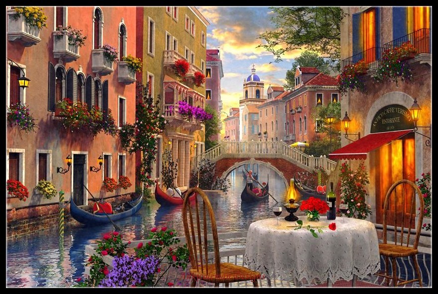Venice Restaurant - Chart Counted Cross Stitch Patterns Needlework DIY DMC