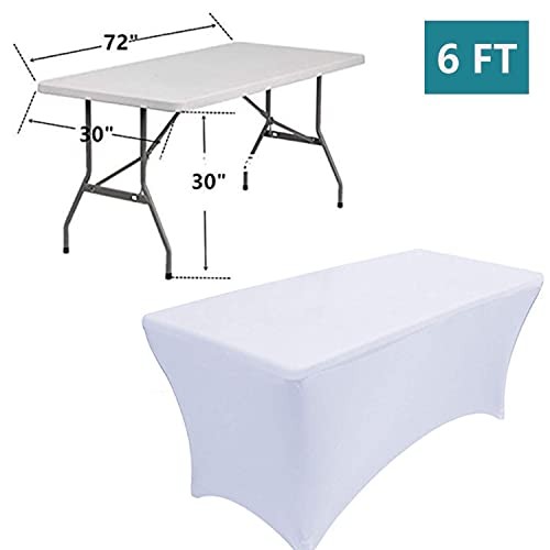 2 Pack Stretch Spandex Table Covers for Rectangular 72" x 30" (2PC) White