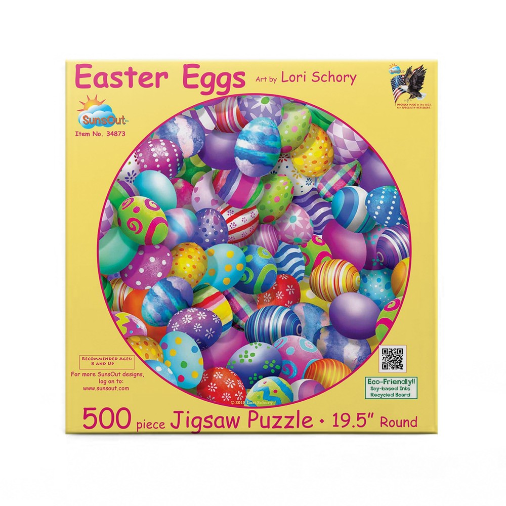 SunsOut Easter Eggs 500 pc Round Easter Jigsaw Puzzle