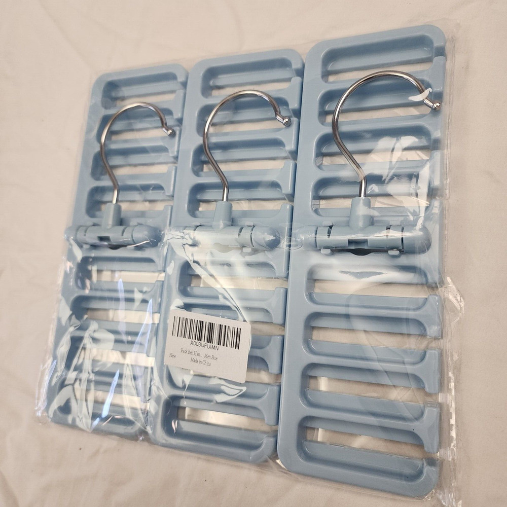 24 Belt Hanger Organizer, Necktie Holder Multi-function Rack Organizer, Blue