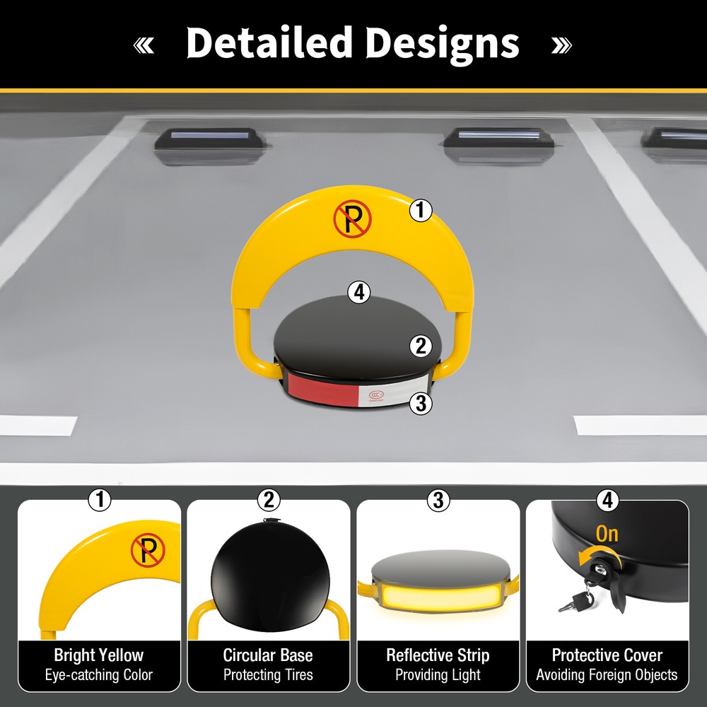 Automatic Parking Space Lock Remote Control Yellow Parking Barrier Waterproof