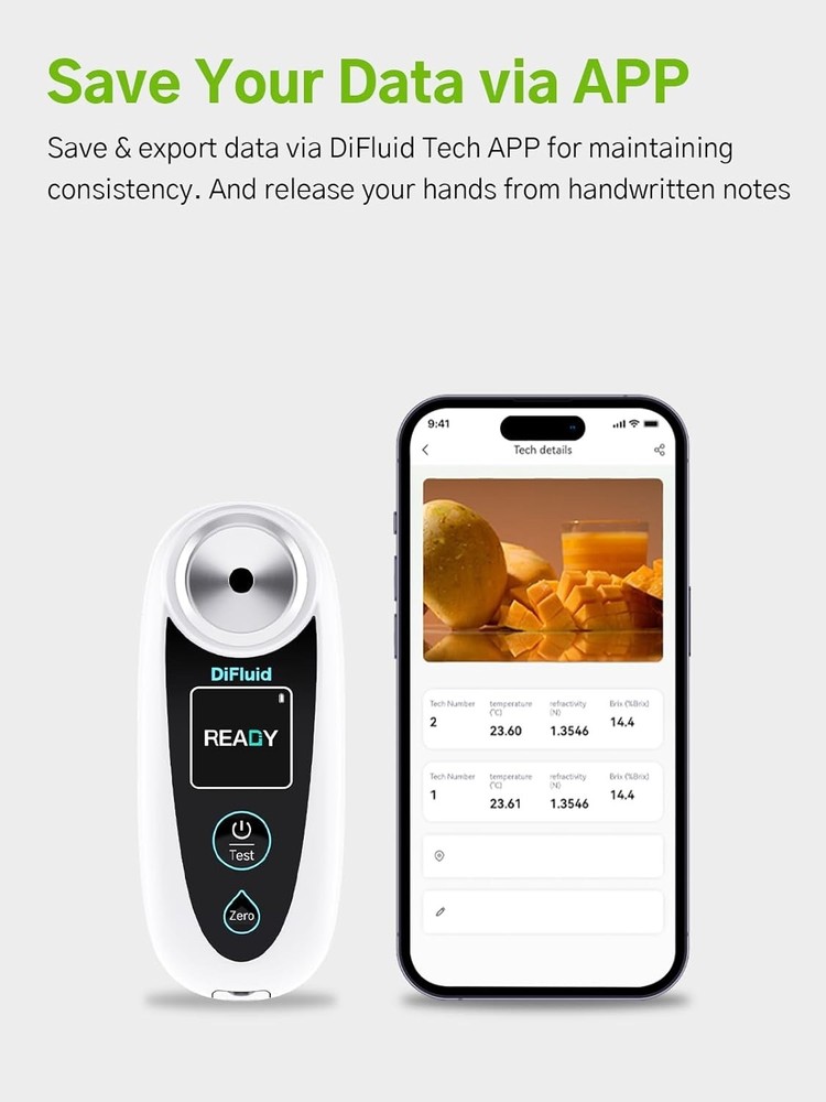 Digital Brix Refractometer 0.2% Precision, 0.05% resolution 0-35% range Portable