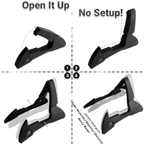 Guitar Stand, Foldable Guitar Stand with Adjustable 2-Width, Sturdy Electric