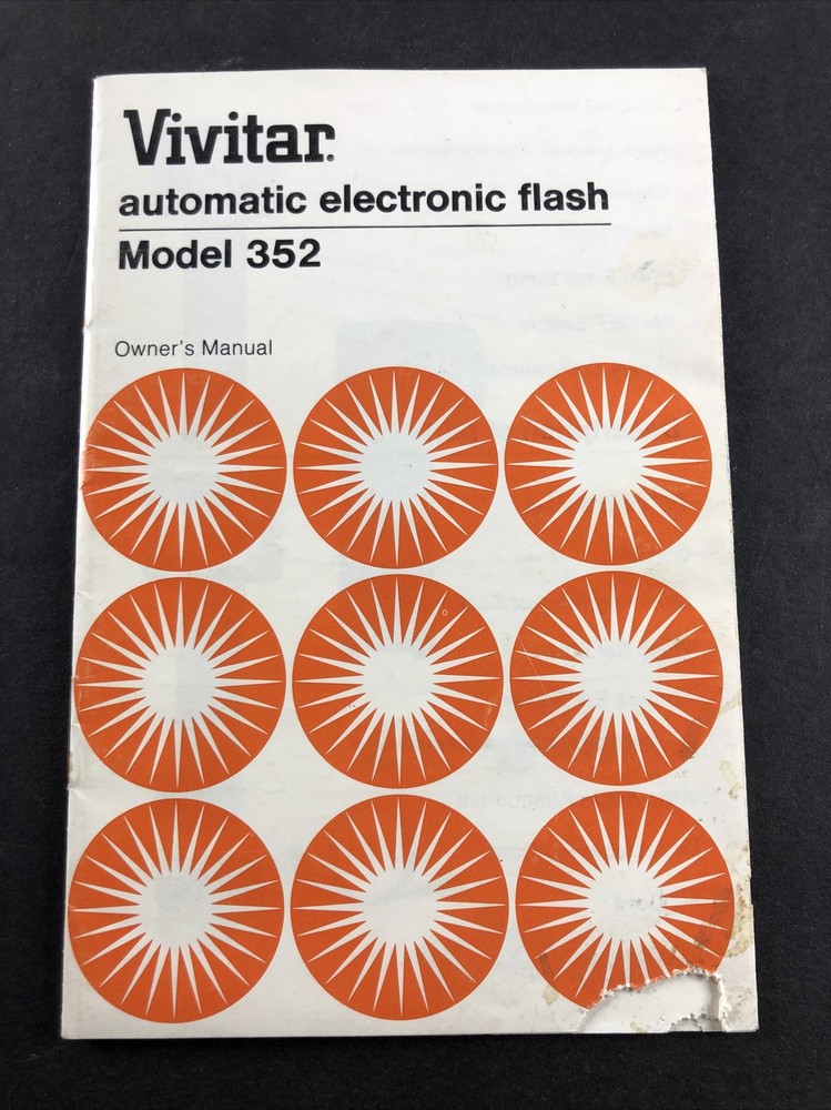 Vivitar Model 352 Automatic Electronic Flash Owners Manual Instruction Booklet