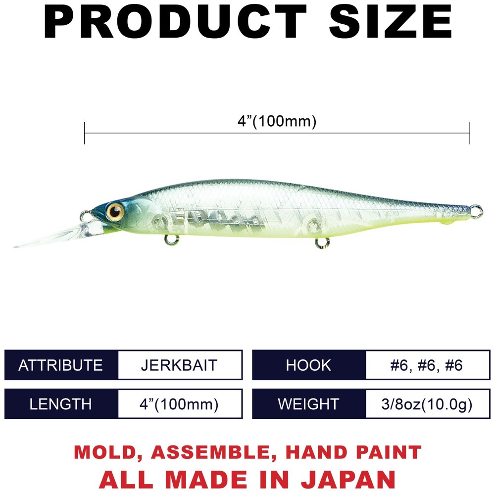 LUCKY CRAFT Lightning Pointer 100DD - 371 Bone Pro-Blue (1qty) Jerkbait