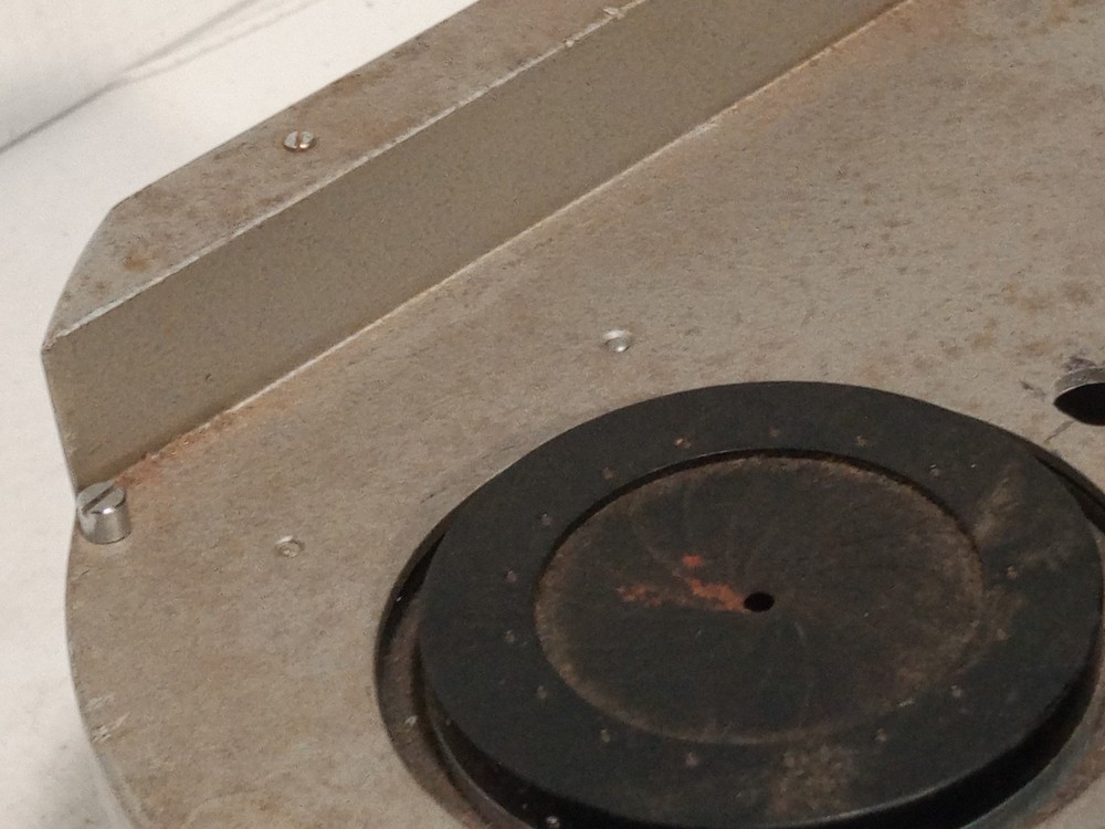 Olympus Tokyo microscope base w/ iris diaphragm, rotating stage, mirror shown