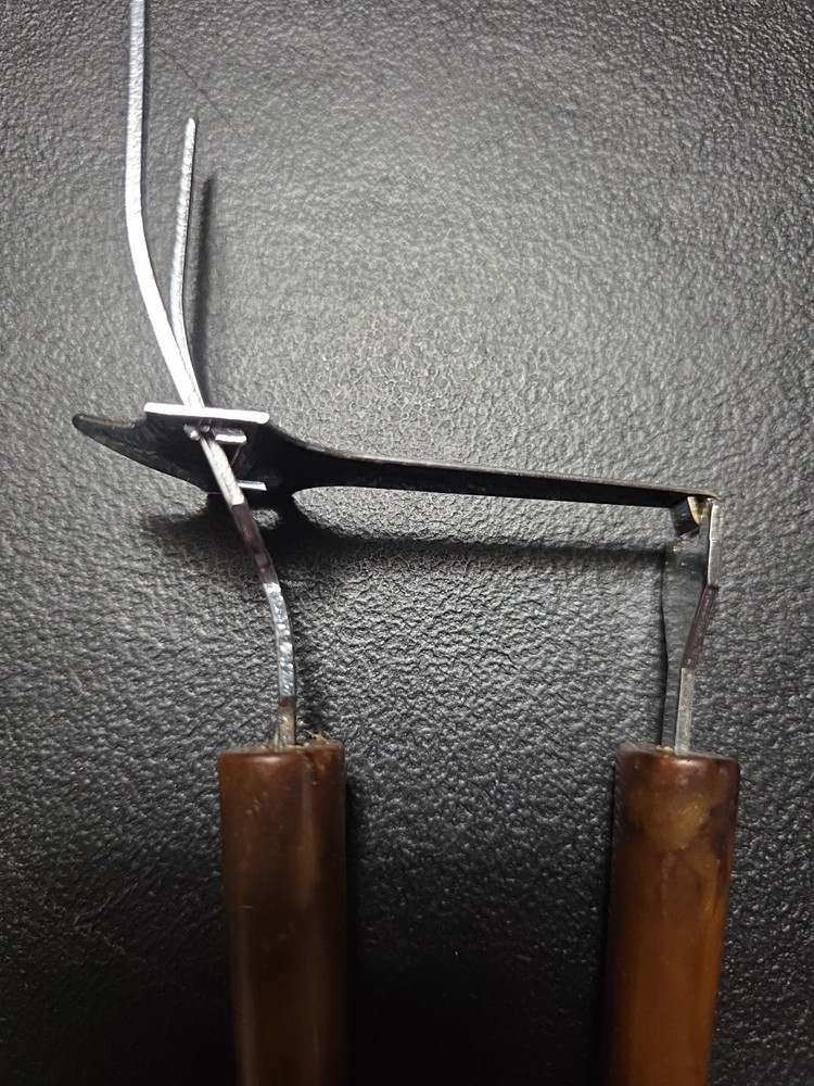 Vintage Spring Loaded Meat Serving Fork 50s Bakelite Handle