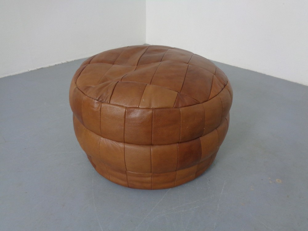 Vintage Patchwork Leather Footstool 60S