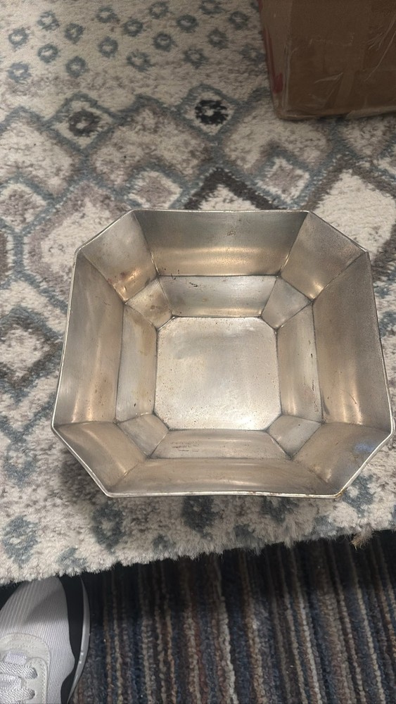 Octagonal Silver Tone Metal Decorative Centerpiece !!