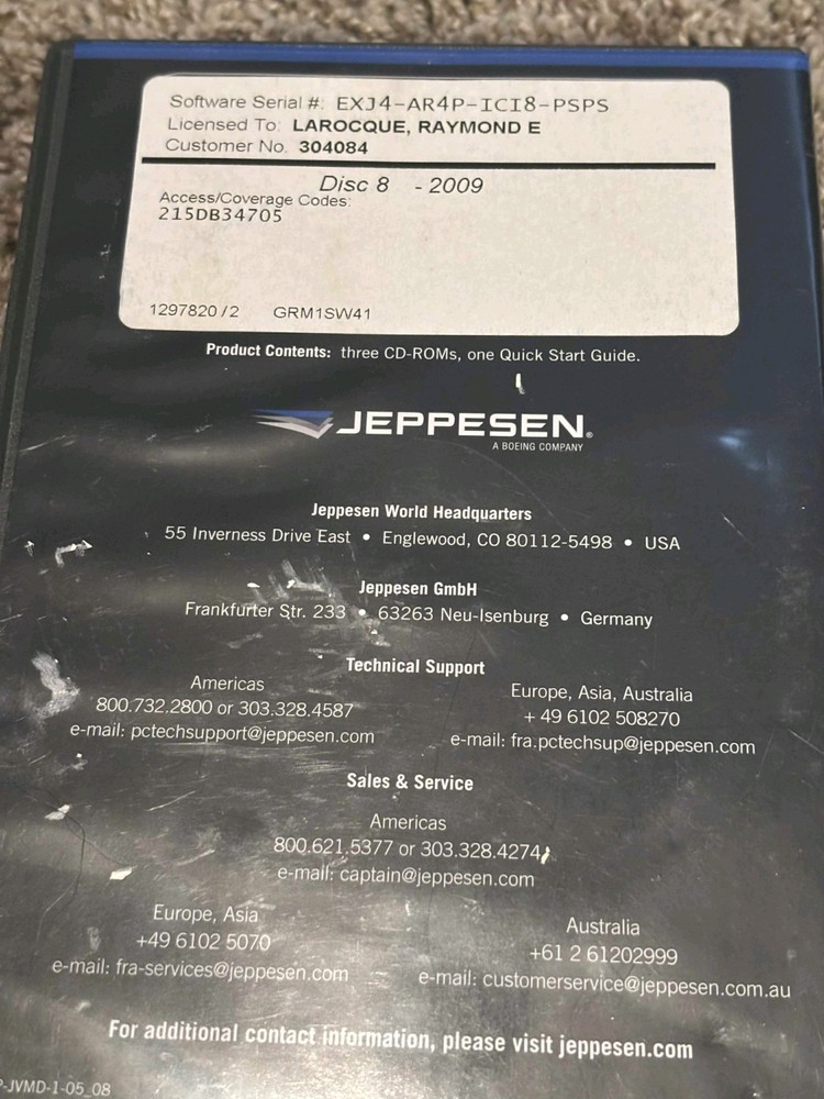 Jeppeson Electronic Chart JeppView For Multi-function Displays~Vista 2009 CD-Rom