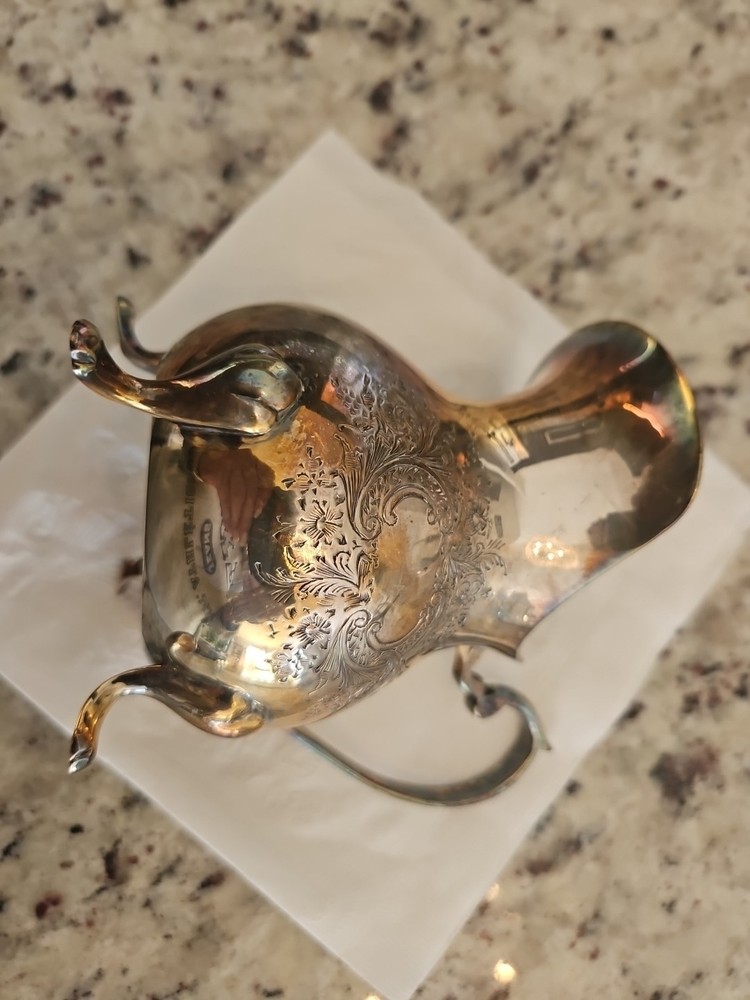 Antique Decorative Silver Pitcher with Handle 4in Tall x 3in Wide Nice Patina