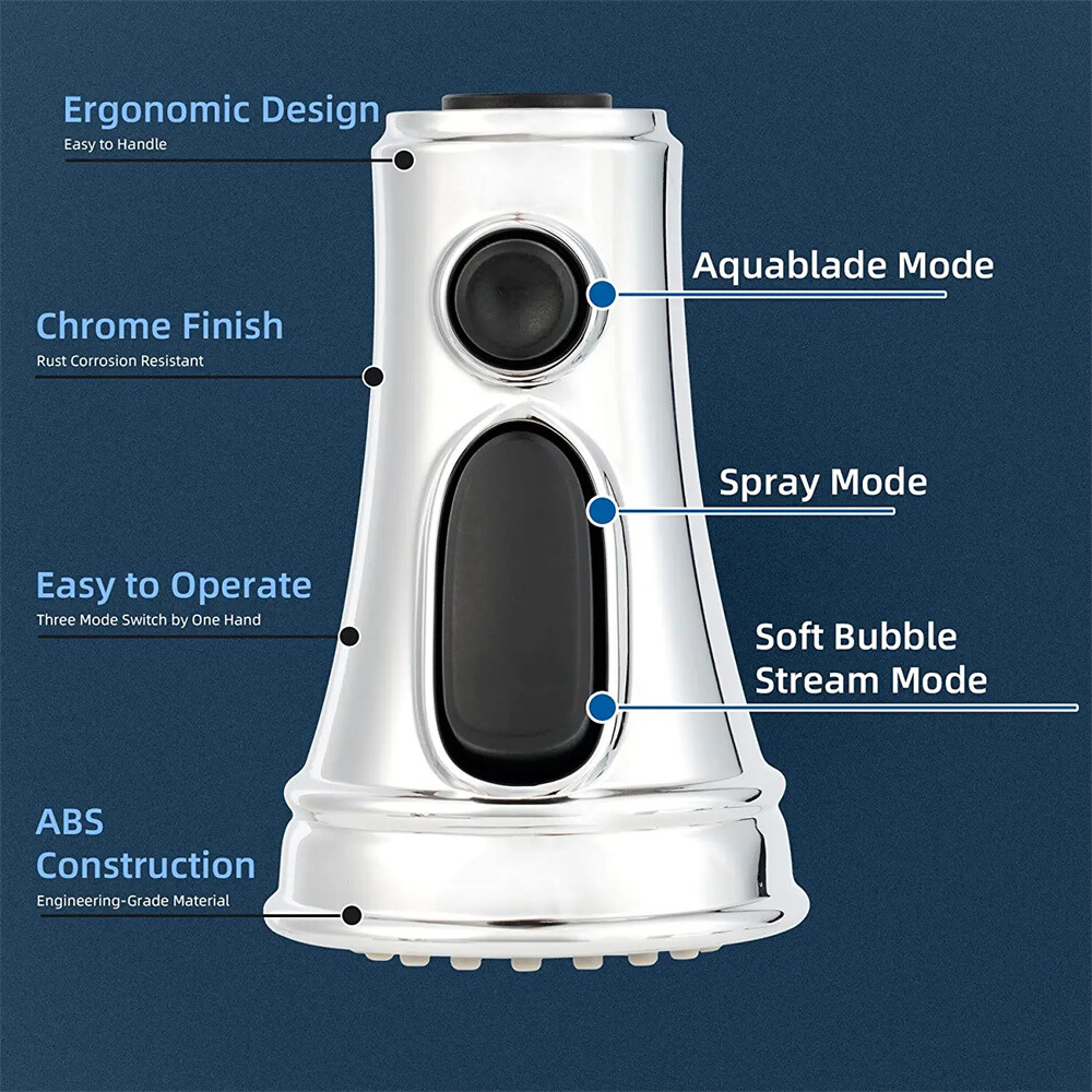 Kitchen Faucet Head Replacement 3 Function Faucet Sprayer Nozzle With 9 Adapters