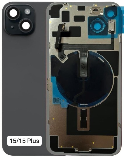 Back Glass Replacement with Metal or Magnet or NFC for iPhone 16, 15 ,14 Series