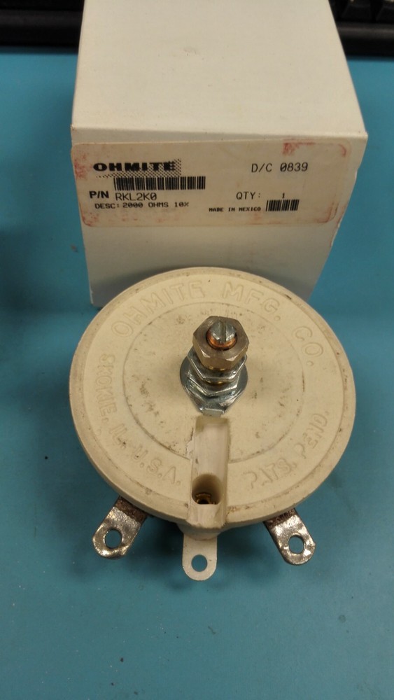 Ohmite RKL2K0 2k Ohm Wirewound Ceramic Variable Rheostat Resistor 10% New