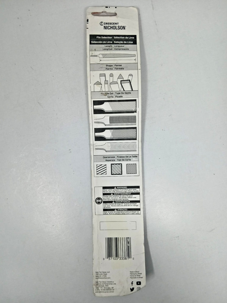 Crescent Nicholson 8" Rectangular Double/Single Cut Axe File - 06706NN