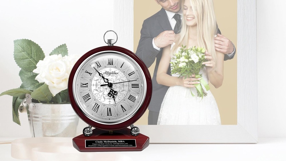 Silver Table Engraved Clock Personalize Retirement Birthday Congratulation Gift