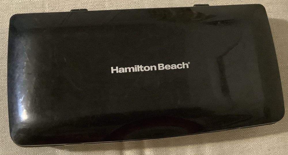 Hamilton Beach Classic Chrome Black Electric Knife~Blades & Fork~Hard Case NICE!