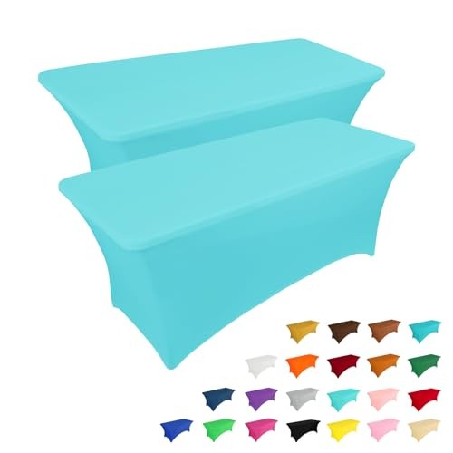 2 Pack 4FT Table Cloth for Rectangular Fitted Events 4 Ft - 2 Pcs Light Blue