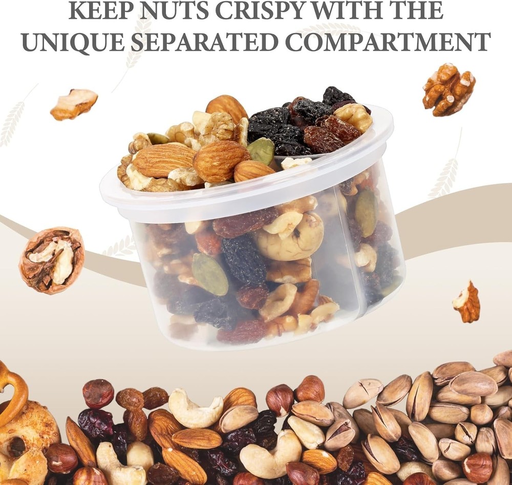 2 Pack Overnight Oats Containers W/ Lids Folding Spoons & Divided Compartments