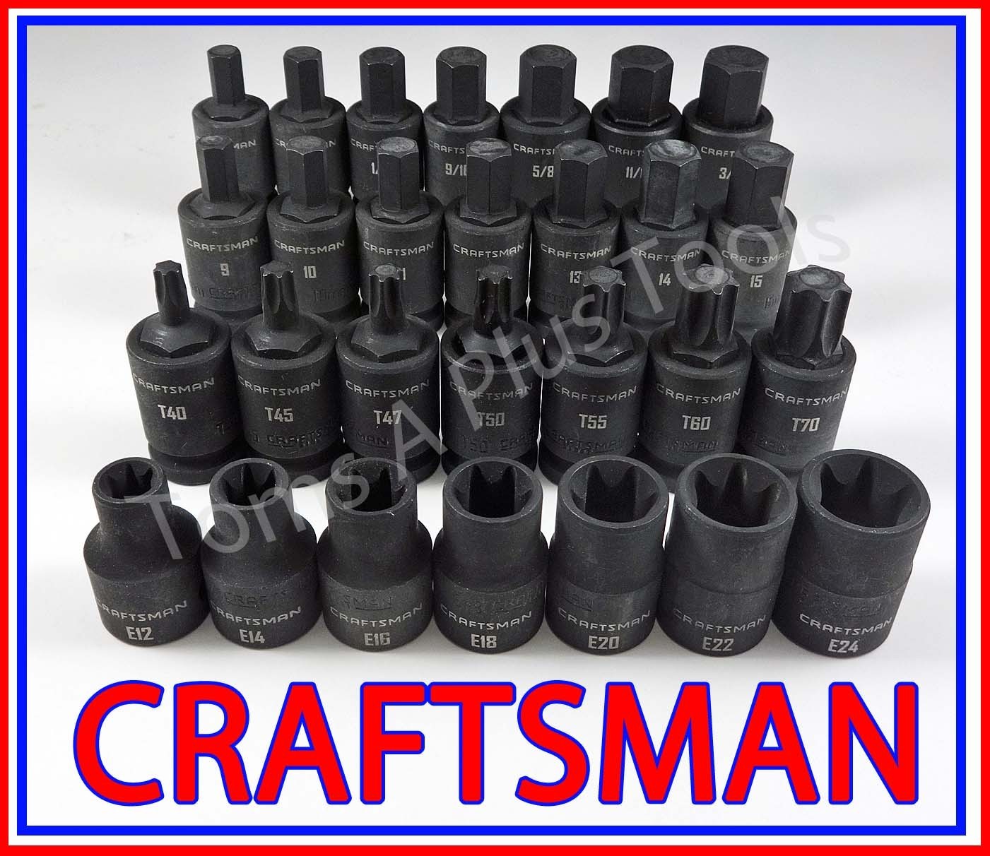 CRAFTSMAN 28pc 1/2 dr SAE METRIC MM Hex External Torx  IMPACT socket  bit set !!
