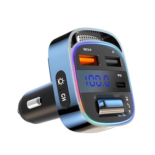 Bluetooth 5.4 FM Transmitter Car Adapter, 54W PD & QC3.0 USB Charger,
