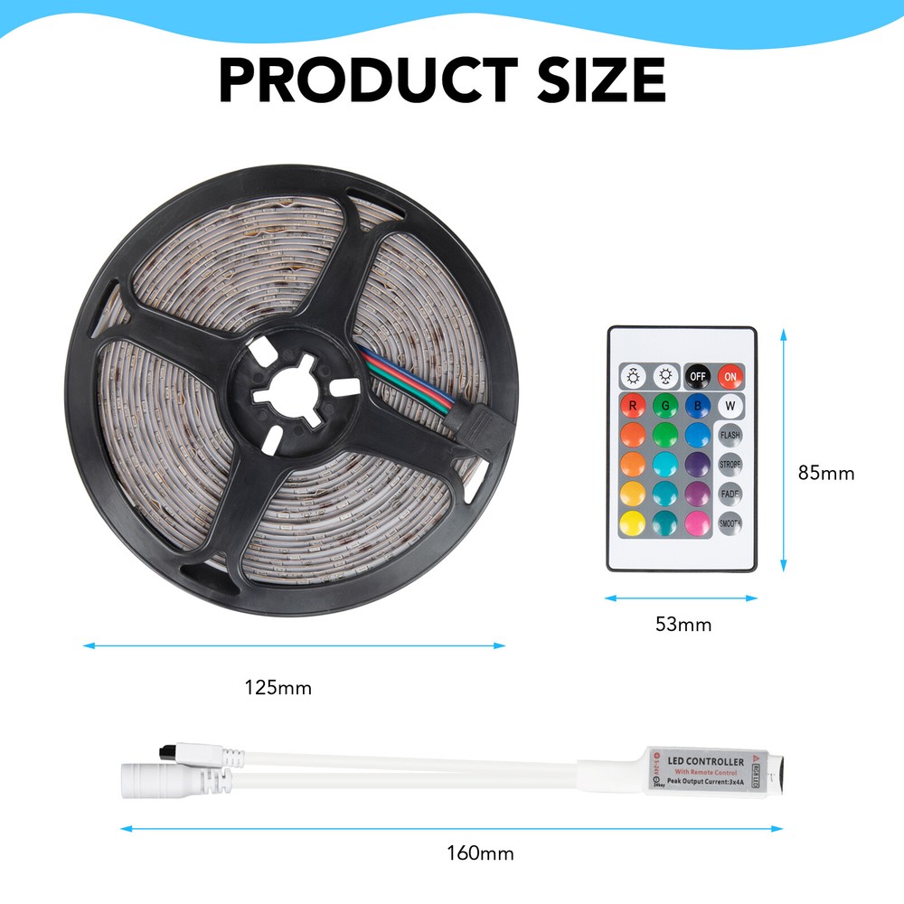 16.4Ft Billiard pool table decorative RGB Lights Remote Control light strip