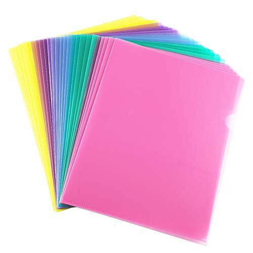 25 Pack Clear Document Folder Project Pockets, Clear Plastic Multicolored