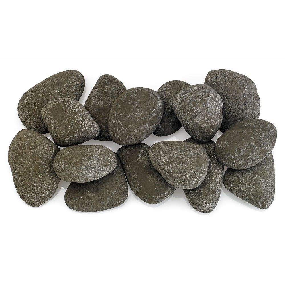 Midwest Hearth Ceramic Lite Stones, 15 Stone Set, Thunder Gray