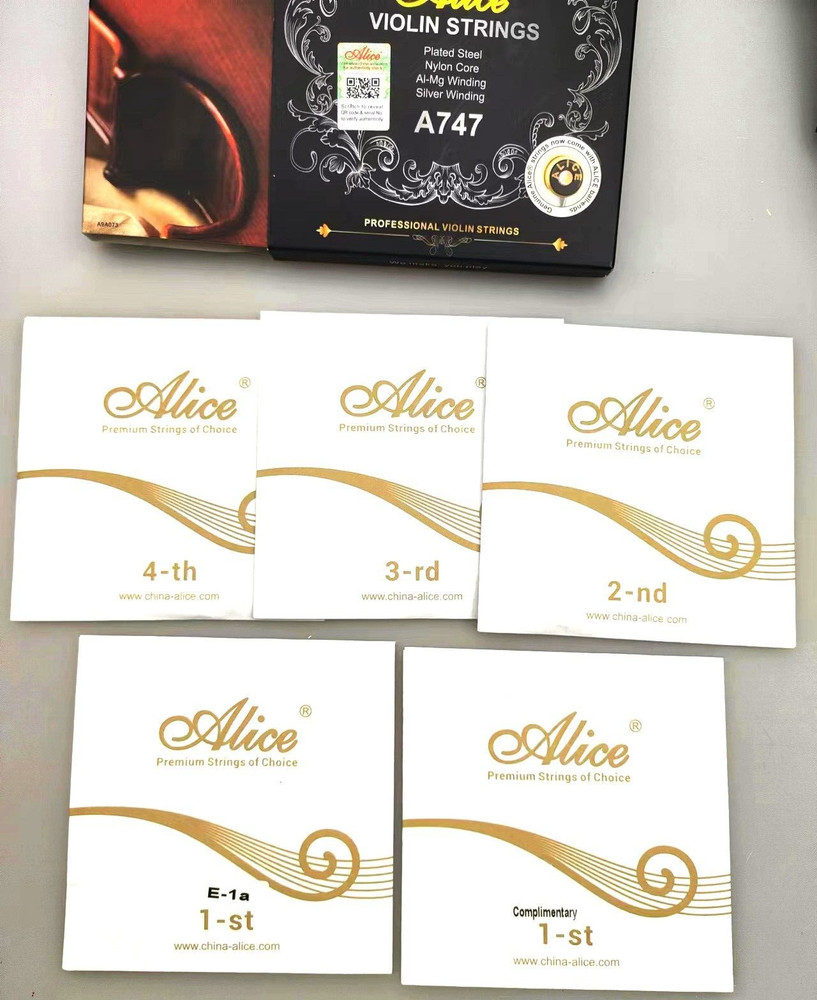 Top Alice Professional Nylon Violin String, Silver wire 4/4-3/4 Double E string