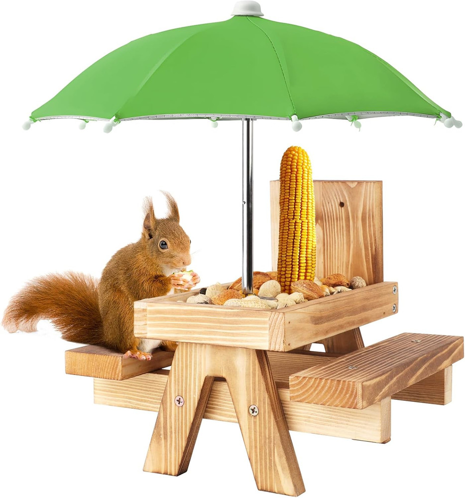 Squirrel Picnic Table Feeder Replacement Mini Umbrella for outside (Green)