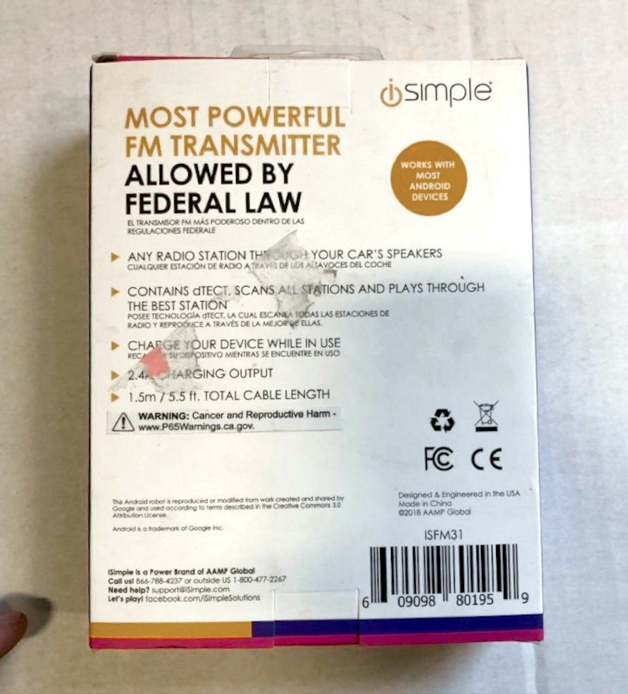 NEW iSimple ISFM31 Universal 3.5mm FM Transmitter for MP3 Players and CD Players