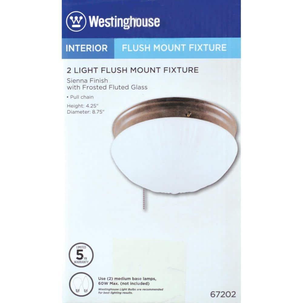 Westinghouse 2 Light Ceiling Fixture Sienna Interior Flush Mount With Pull Chain
