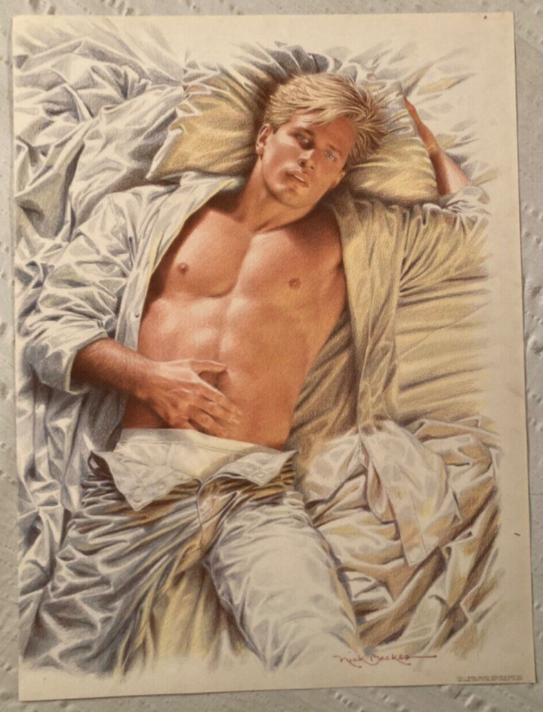 Nick Backes Beefcake Painting 1986 Poster Gay Theme Slightly Heavy Stock B