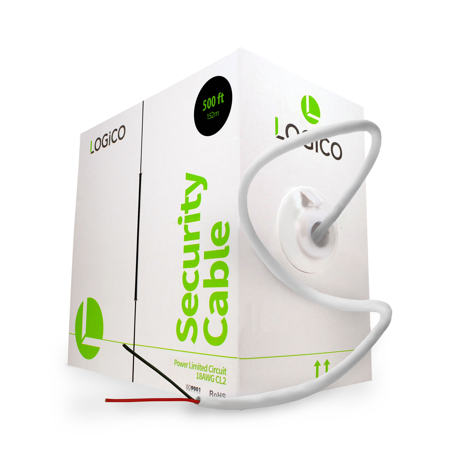 Security Burglar Alarm 18/2 Control Cable 500FT Stranded White 500' Speaker Wire