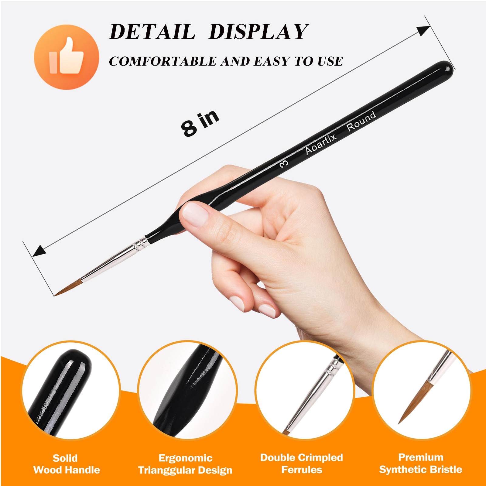 Miniature Brush Dry Brushes, Aoartix 15 Pcs Model Set for 15, Black