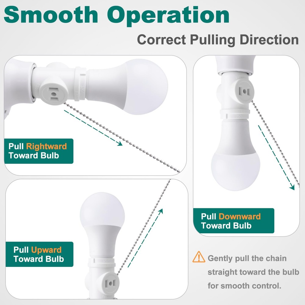 DiCUNO E26 Light Socket to Plug Adapter, 2 Polarized White-15.75", White