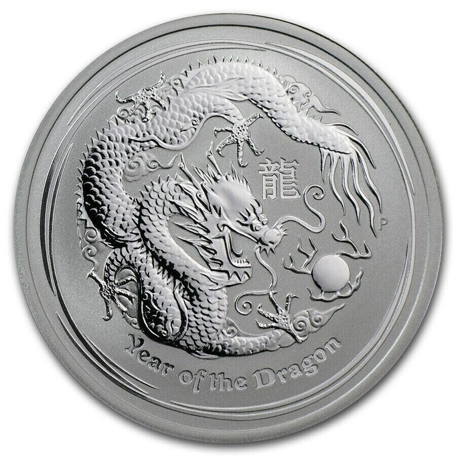 2012 1/2 oz Silver Australia Lunar Year of the Dragon~ w/ Perth Mint Capsule