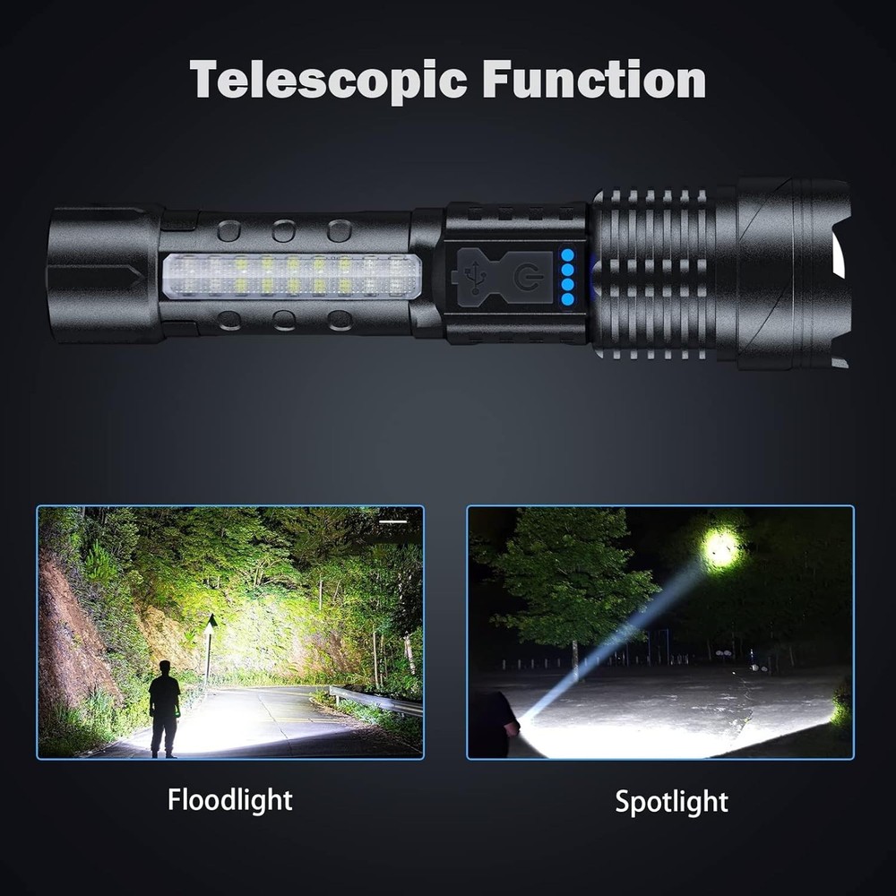 990000 Lumen Rechargeable Flashlight 2 Pack - Waterproof with 7 Light Modes