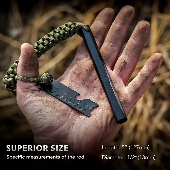 HUGE FERRO ROD Emergency FIRE STARTER Flint & Military Paracord Survival Camping