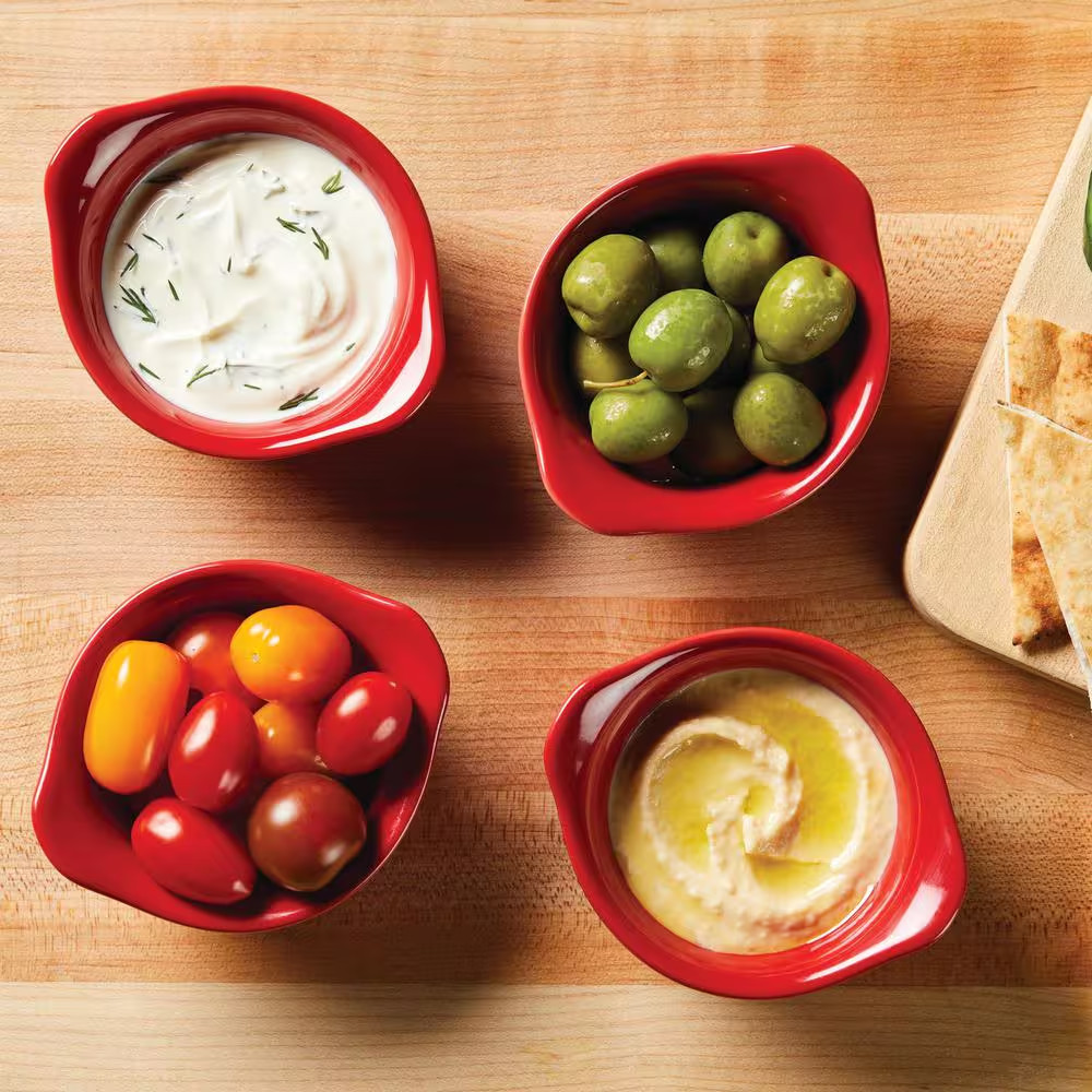 4-Piece Red Ceramics Bakeware Set