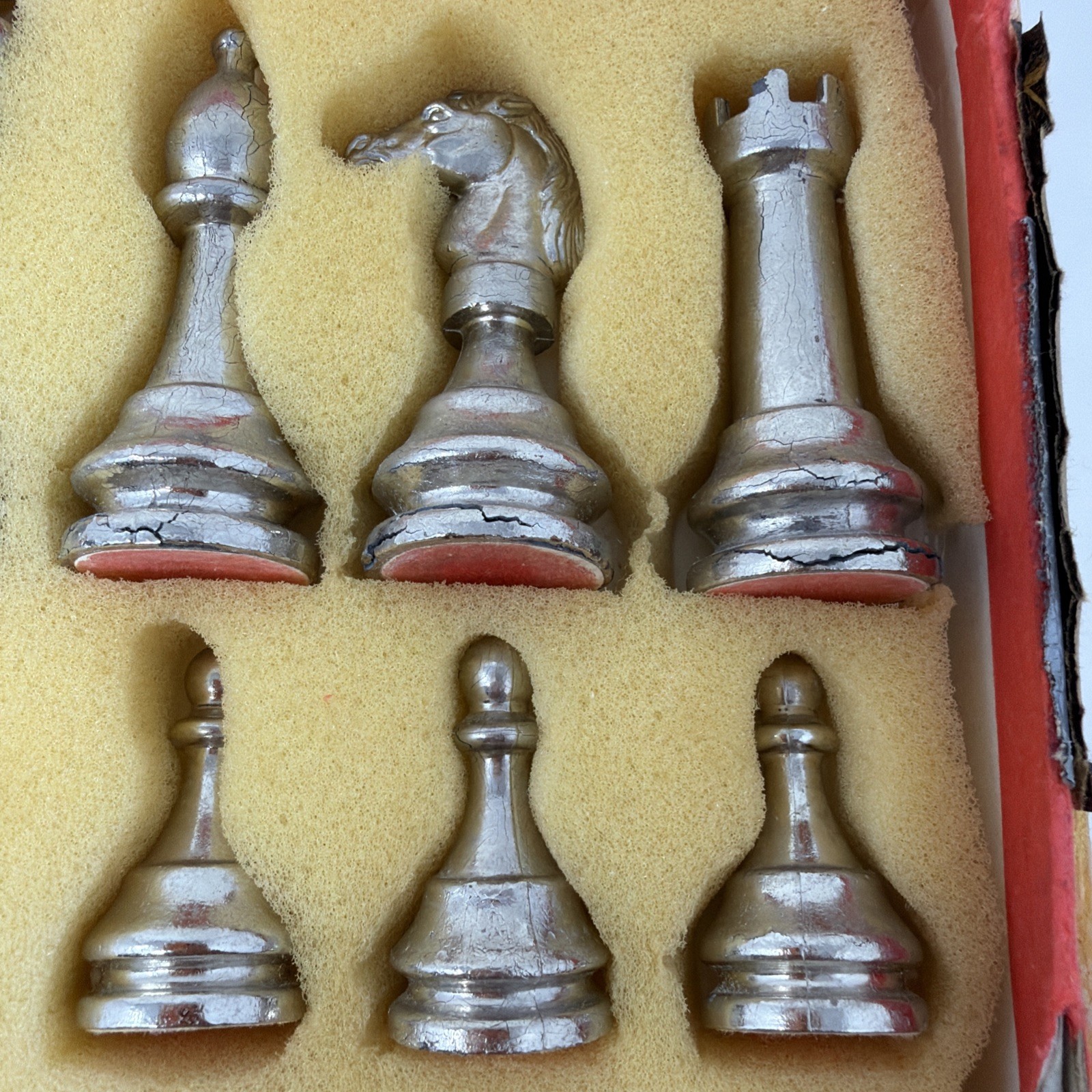 Italian 3" Brass and Cast Metal Complete Set of 32 Chess Pieces