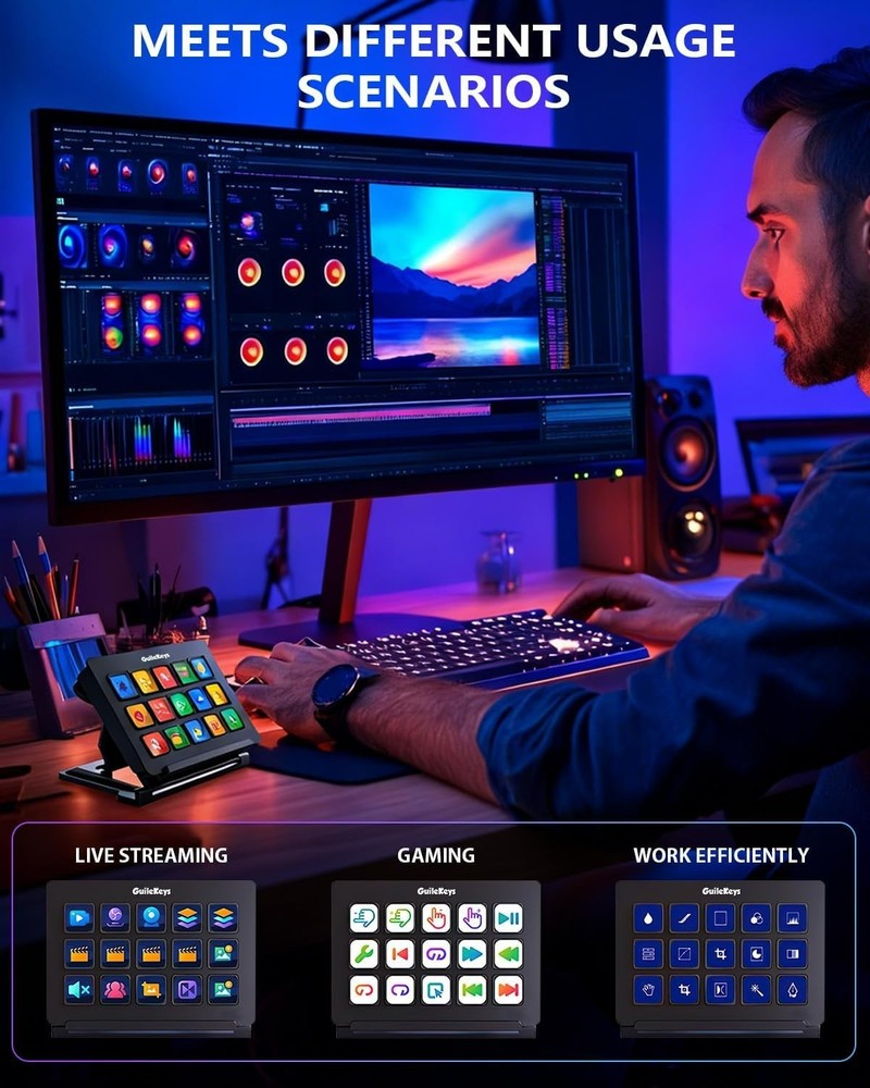 Stream Controller, Stream Deck with 15 Macro Keys Customizable, Gaming Macro ...