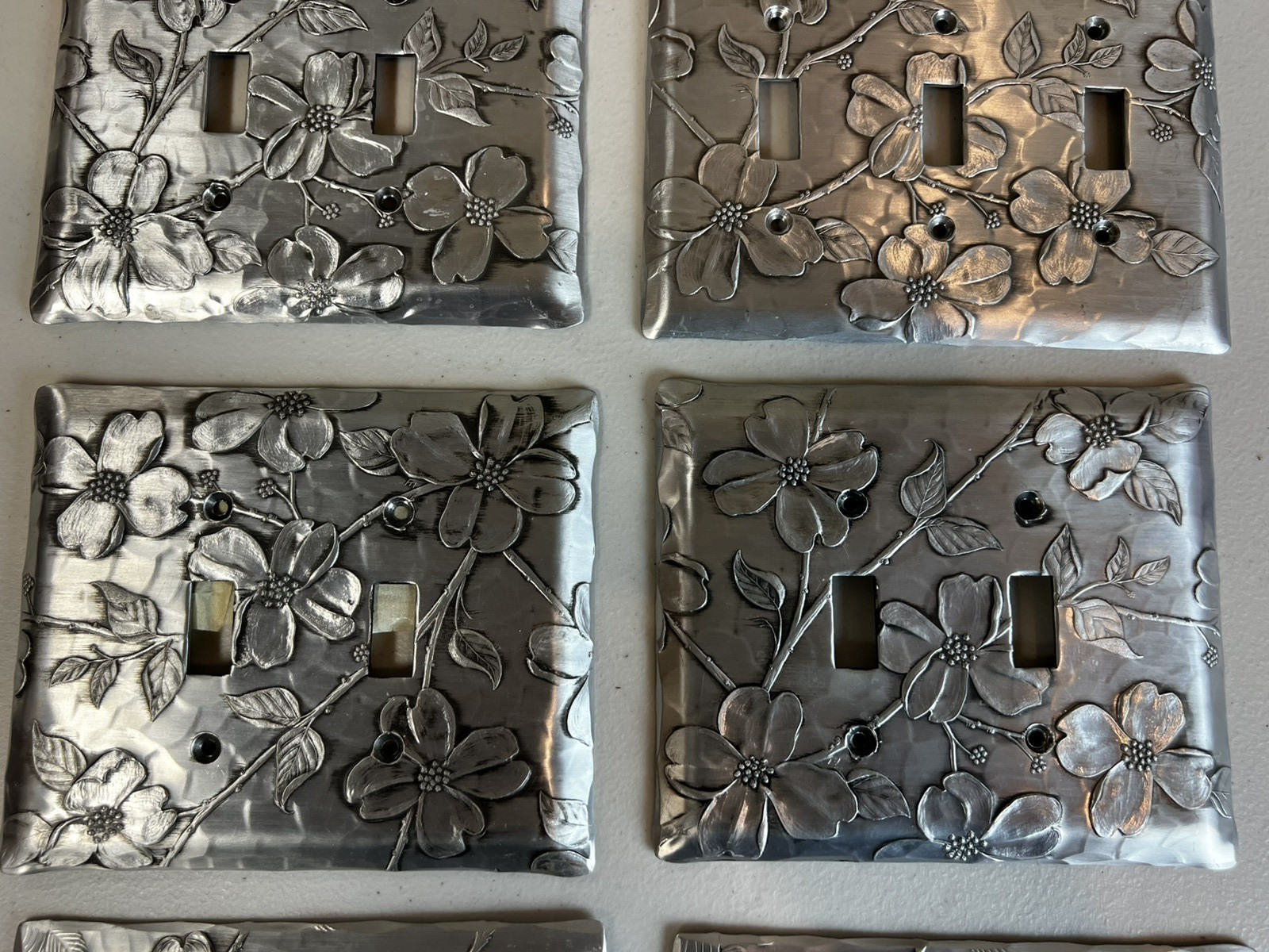 (6) Wendell August Dogwood Design Pattern Forge Aluminum Toggle Switch Plate
