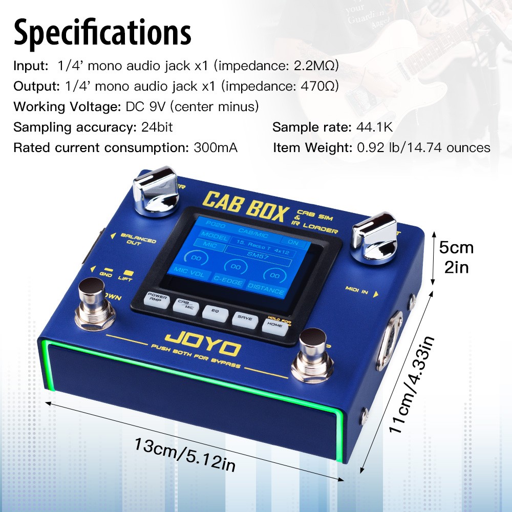 JOYO IR Loading & Cabinet Modeling Guitar Pedal Amp Simulator Multi Modes + Capo
