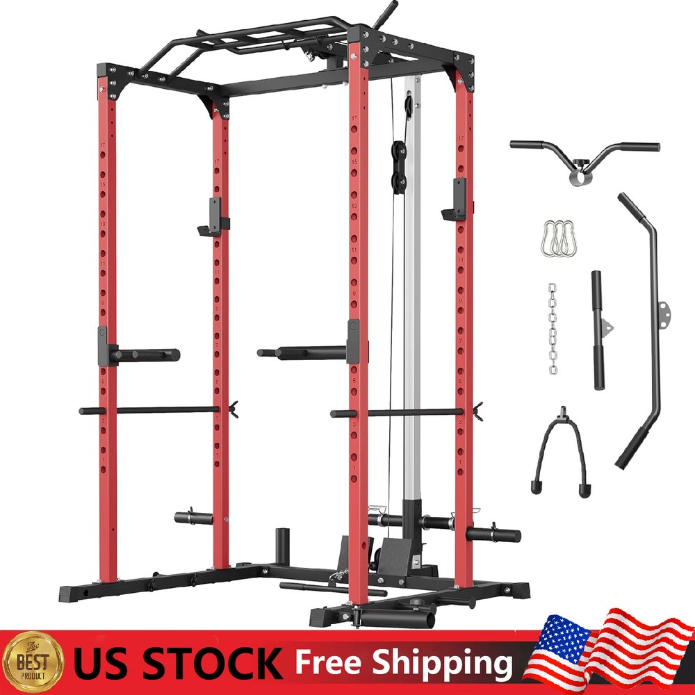 1200lbs Power Cage Multi-Function Squat Rack w/Pulley System Power Rack Training