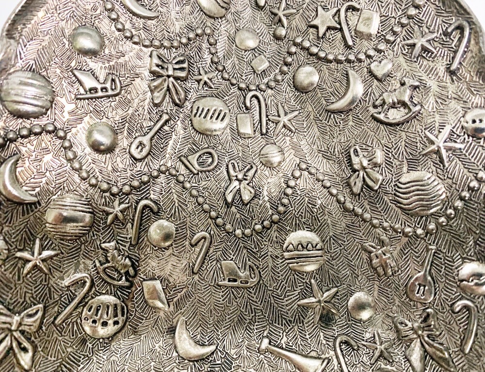 International Silver Company Christmas Tree Dish Candy Nut Trinket Embossed
