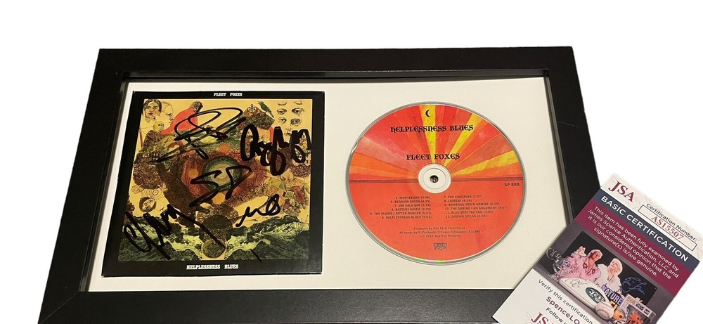 FLEET FOXES SIGNED AUTOGRAPH HELPLESSNESS BLUES FRAMED CD ROBIN +4 JSA CERT COA